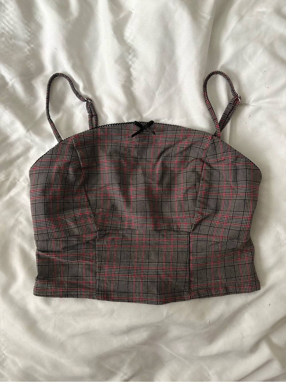 Wild Fable XS Red Plaid Bow Woven Cropped Tank Top Women’s